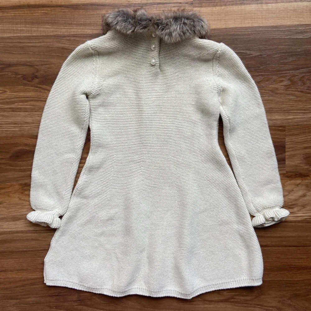 Tahari 5/6 Girls Long Sleeve Knit Dress with Faux Fur Collar_8